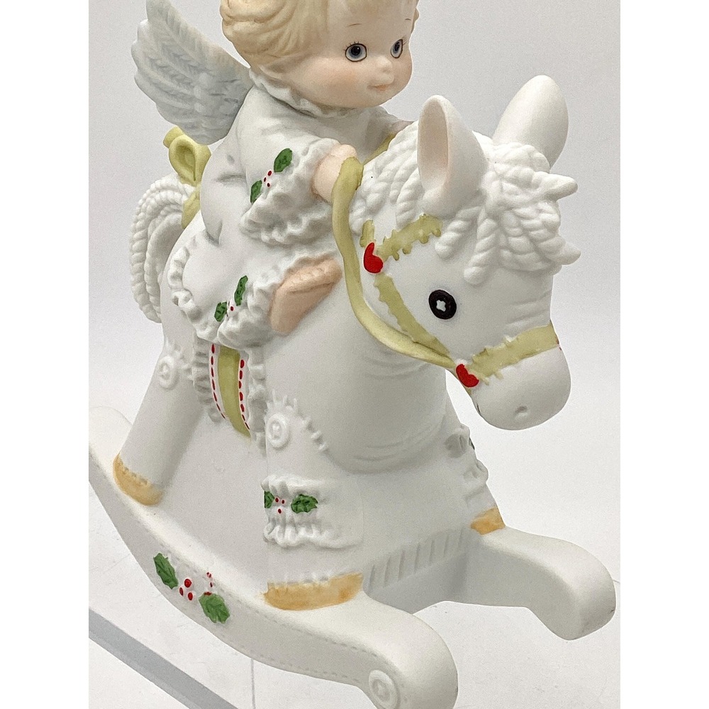 Enesco Holly Babes Angel Rocking Horse Musical Figurine, Christmas (#6.9-1118) - Picture 10 of 16